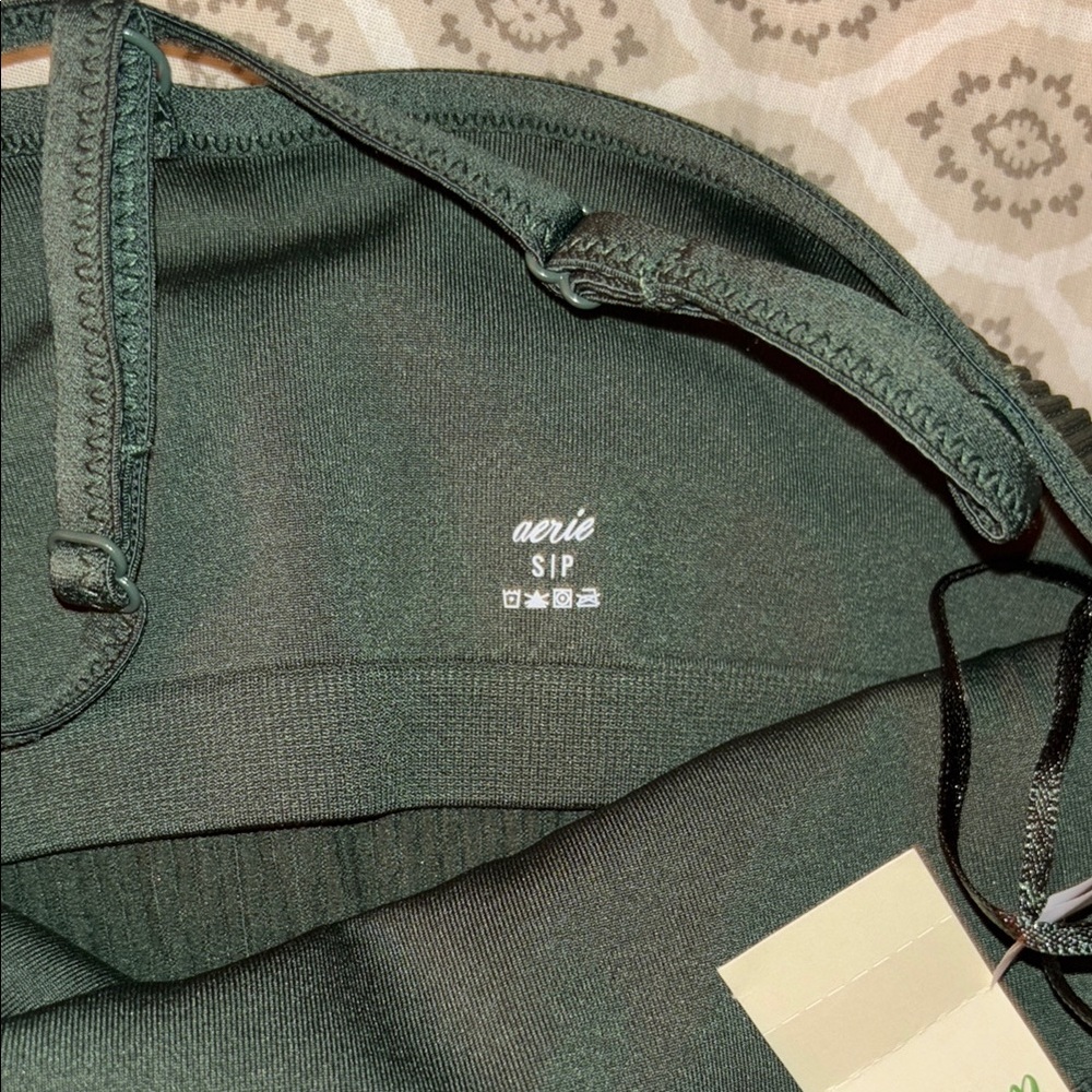 Dark Green Ribbed Crop Top - Picture 5 of 5